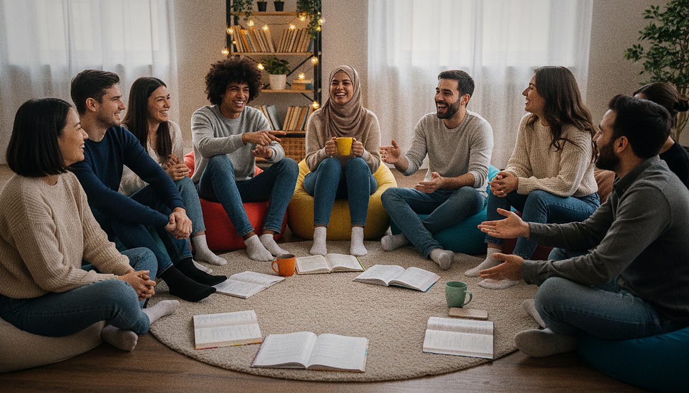 Personas conociéndose y haciendo amigos en Madrid
